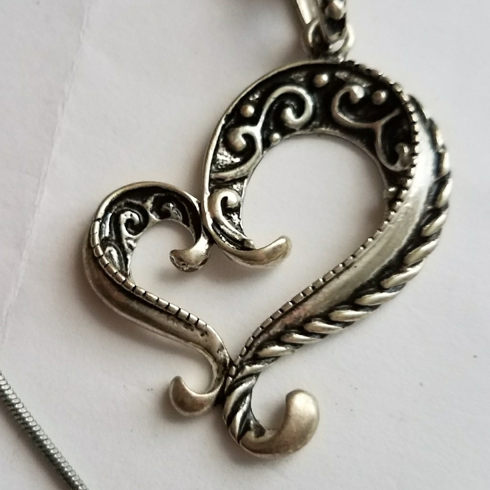 BOGO FREE Large silver heart necklace