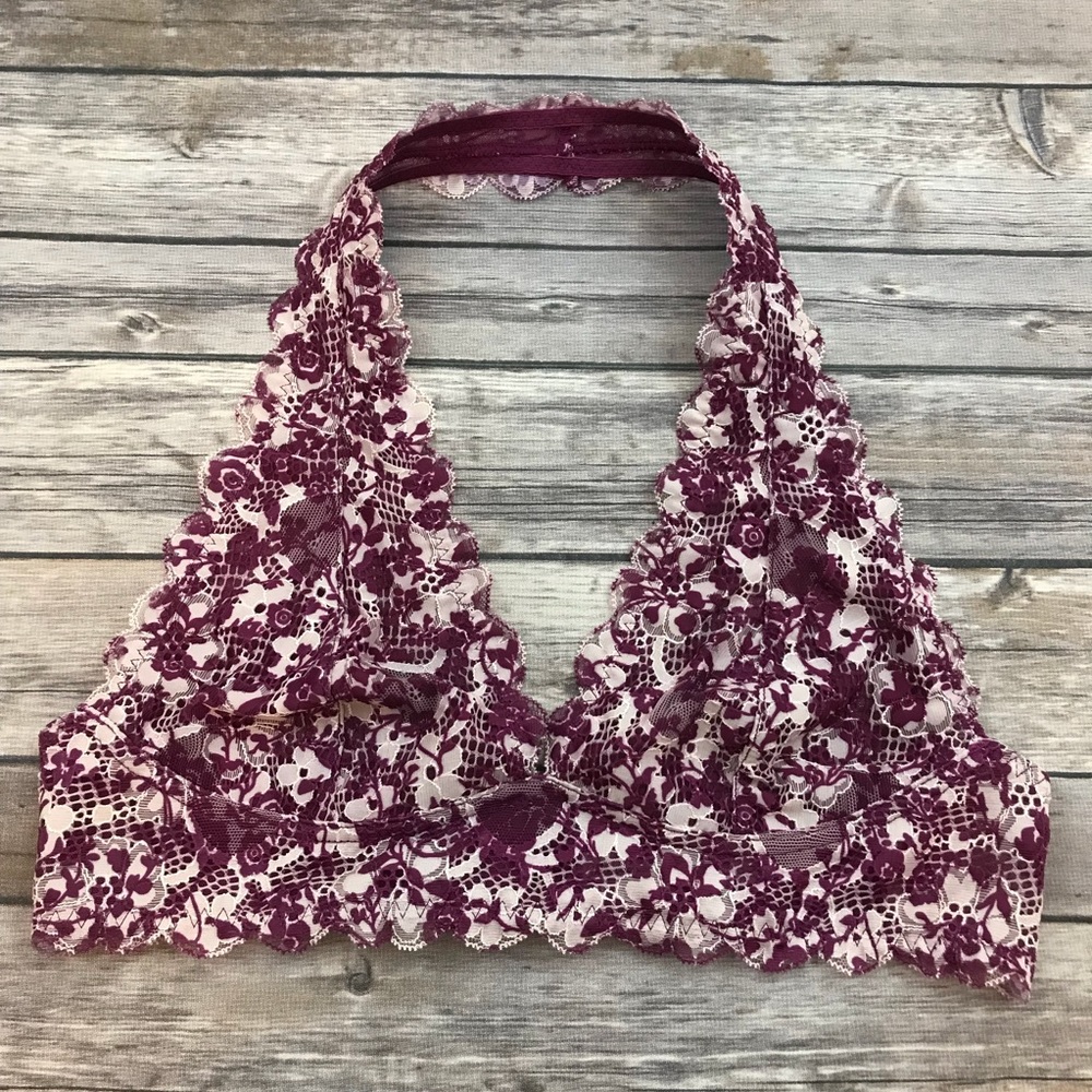 New Free People Purple Patterned Lace Bralette - Picture 2 of 6