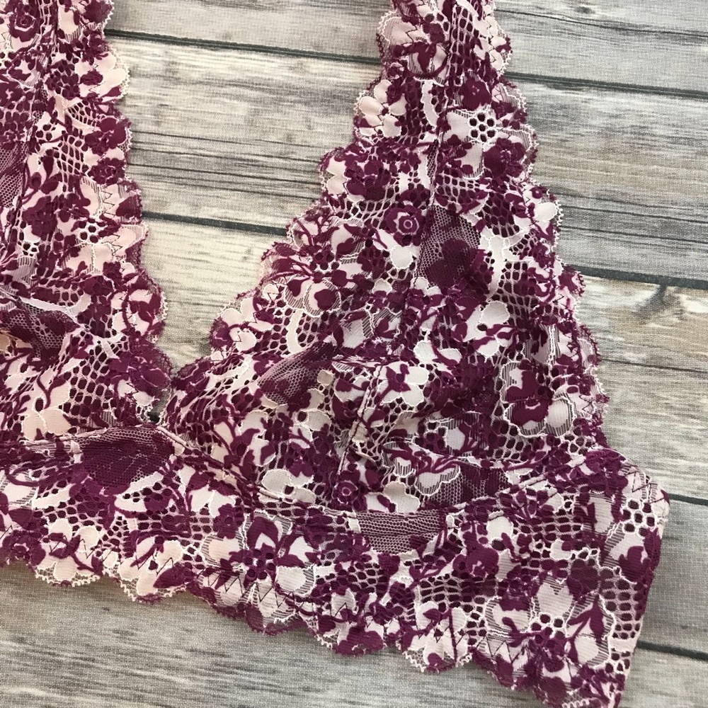 New Free People Purple Patterned Lace Bralette - Picture 3 of 6