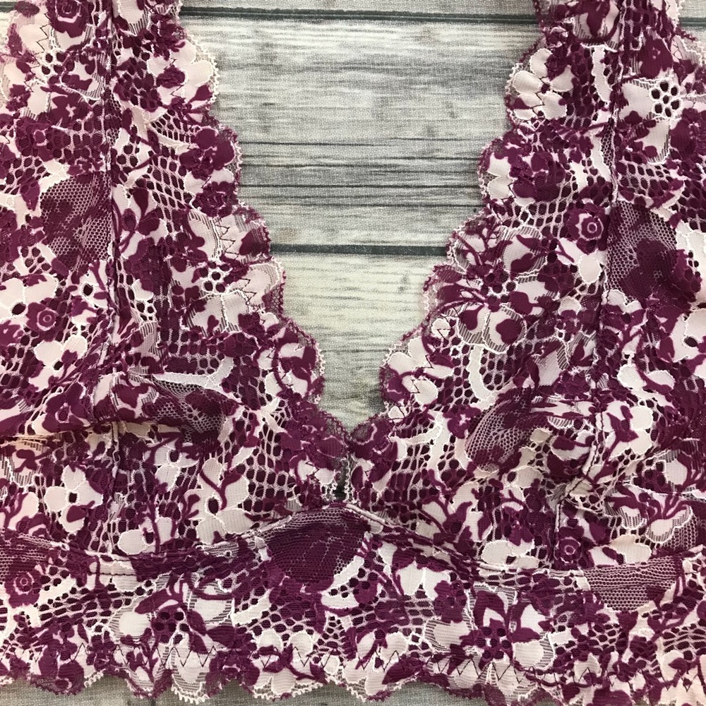 New Free People Purple Patterned Lace Bralette - Picture 4 of 6