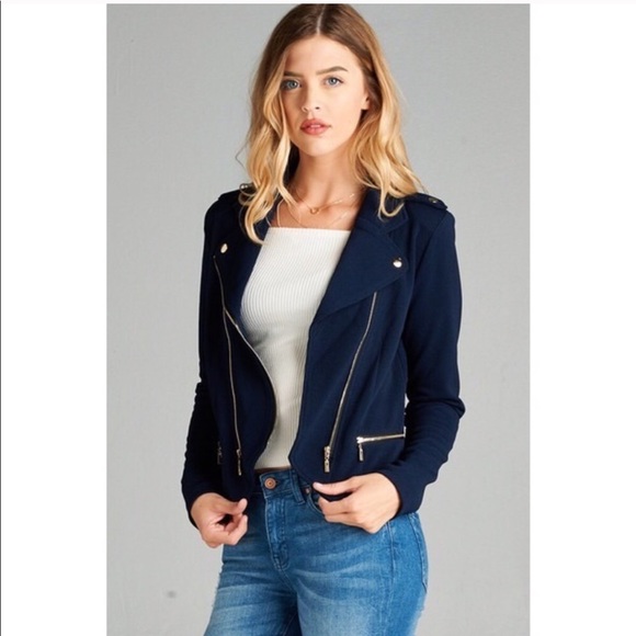 WILA Jackets & Blazers - ▪️LAST1 NWT WILA Navy Blue Moto Jacket ⭐️