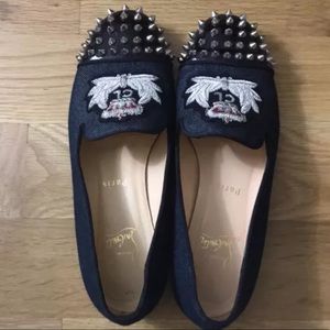 ✳️Authentic Christian Louboutin Denim Spiked Flats