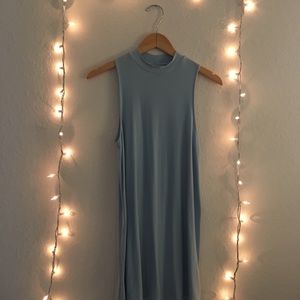 Mock Turtleneck Powder Blue Shift Dress