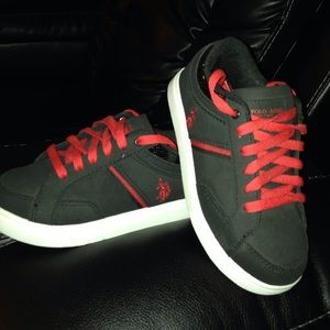 Polo Assn. little boys shoes. NWT, black and red