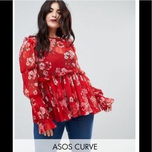 ASOS Curve ruffle smock blouse NWT