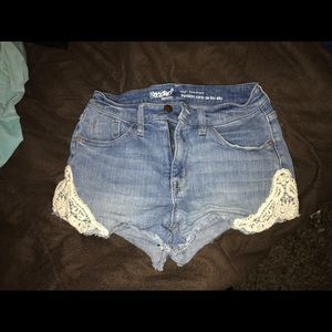 High waisted crochet detail shorts