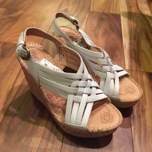Born white NEVER WORN outside Wedges