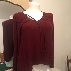 Burgundy flowy blouse