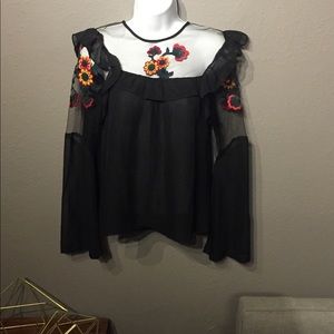 For Love & Lemons🍋 Black Embroidered Top BNWOT M