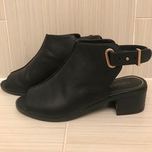 Topshop open toe sling back booties.