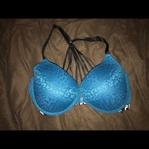 PINK leopard lace racerback push up