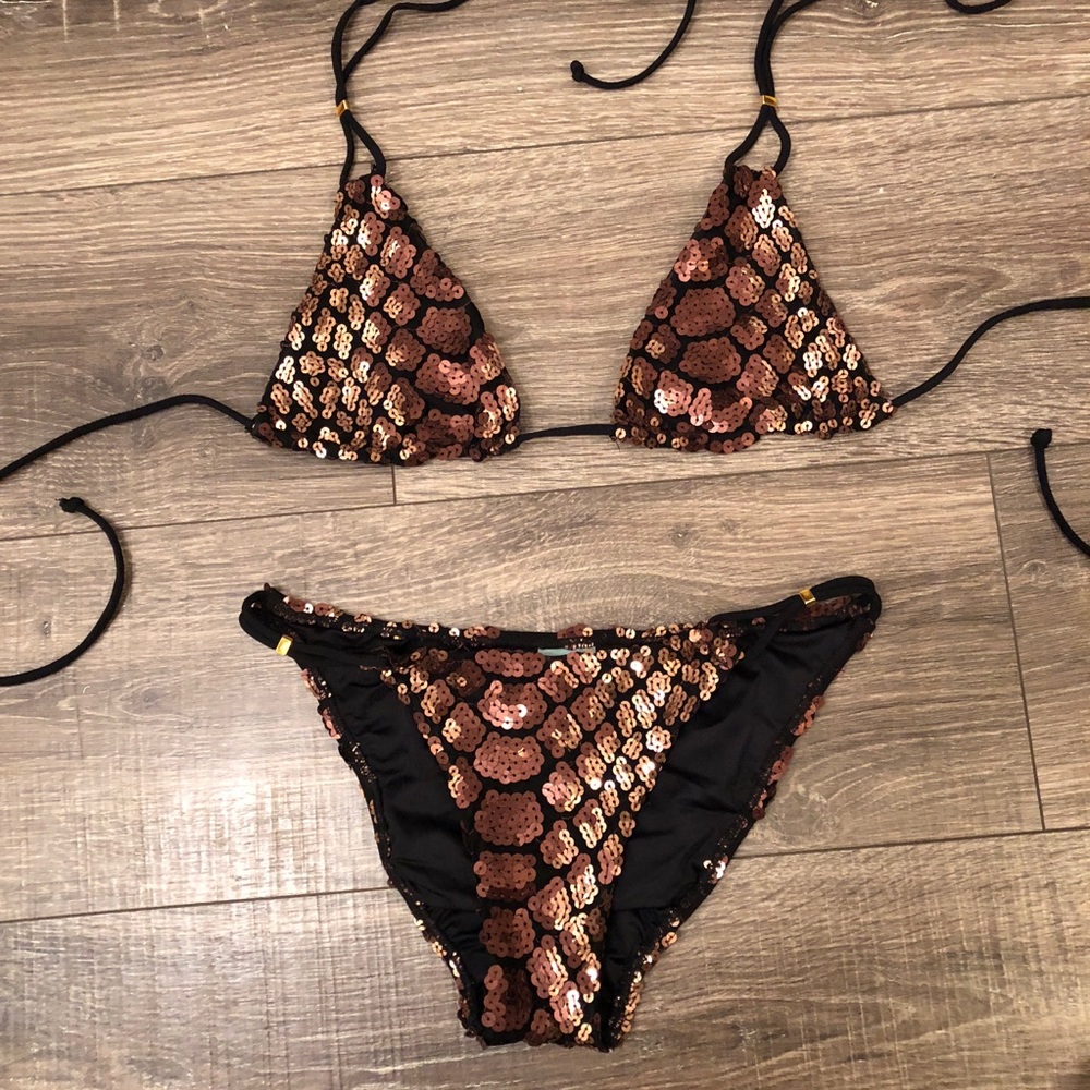 RARE Sauvage Luxe Ombré Sequin Leopard Bikini