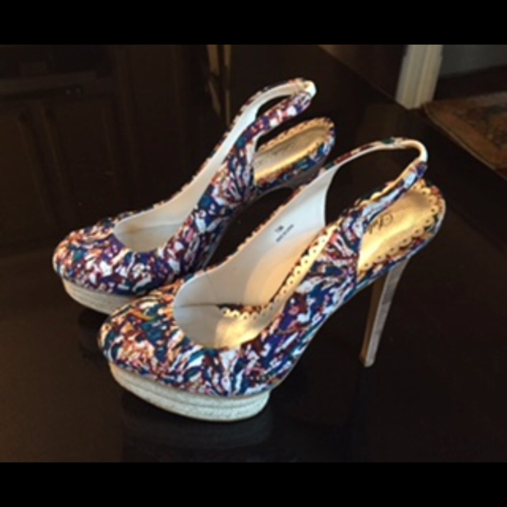 Lulu Townsend Multi-Color Slingback Platform Heels