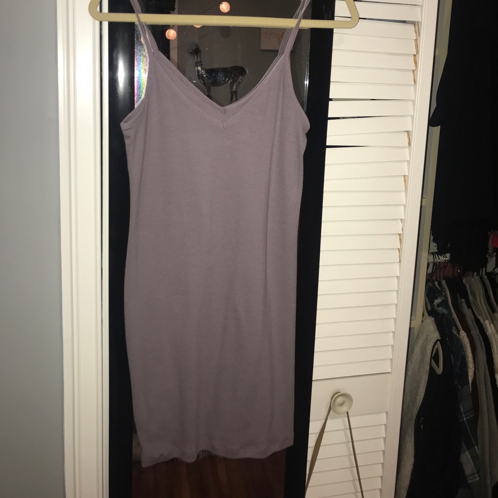 Purple dress.