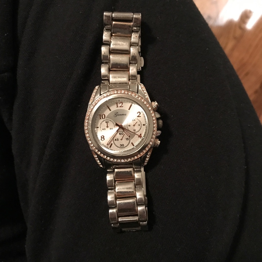 Slightly used Geneva sterling silver watch