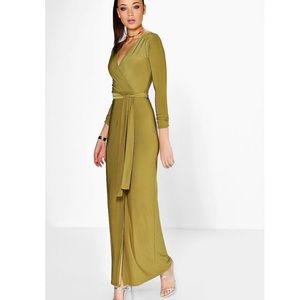Tall Cleo Wrap Front Slinky Maxi Dress