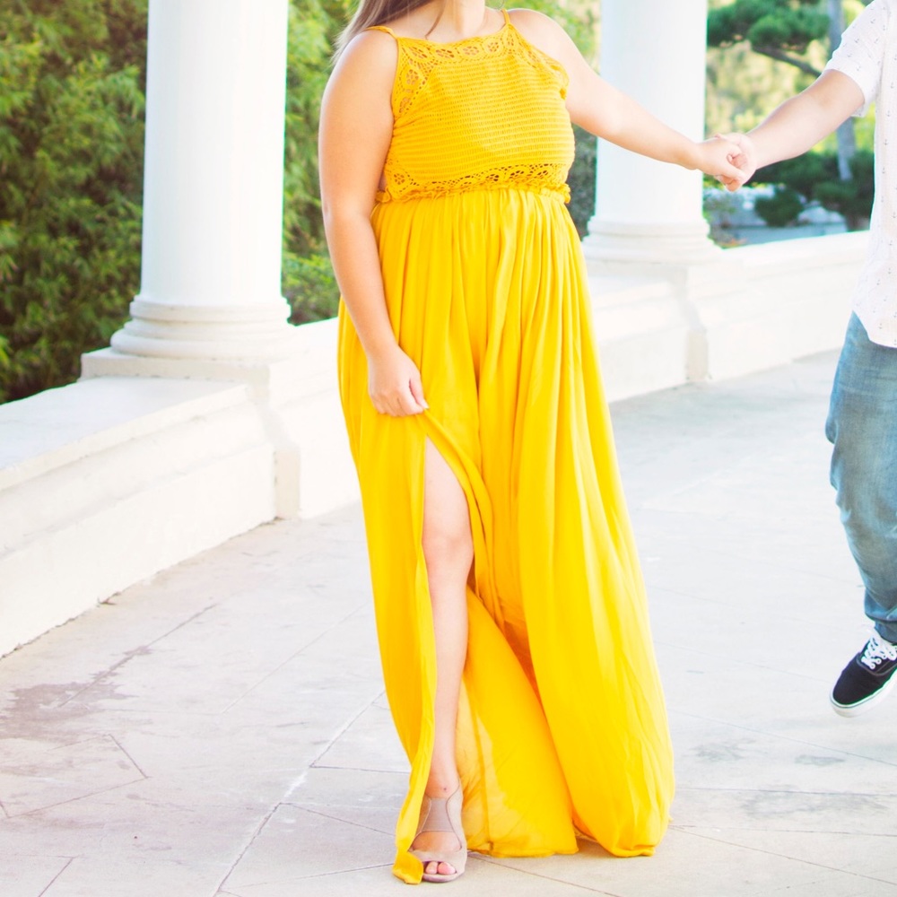 Mustard yellow crotchet dress