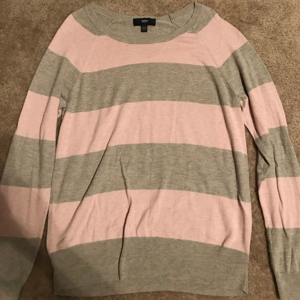 Grey and pink striped sweater