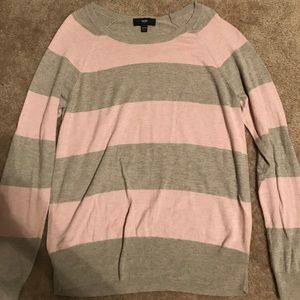 Grey and pink striped sweater