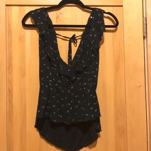 American Eagle Black Floral Top