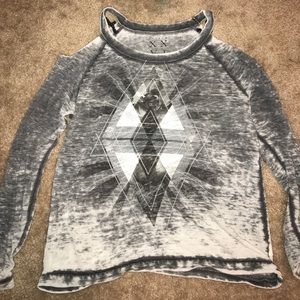 Grey cold shoulder shirt