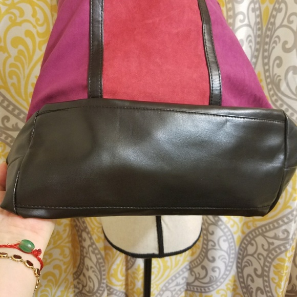 $5 SUEDE/FAUX LEATHER TOTE BAG - Picture 2 of 3