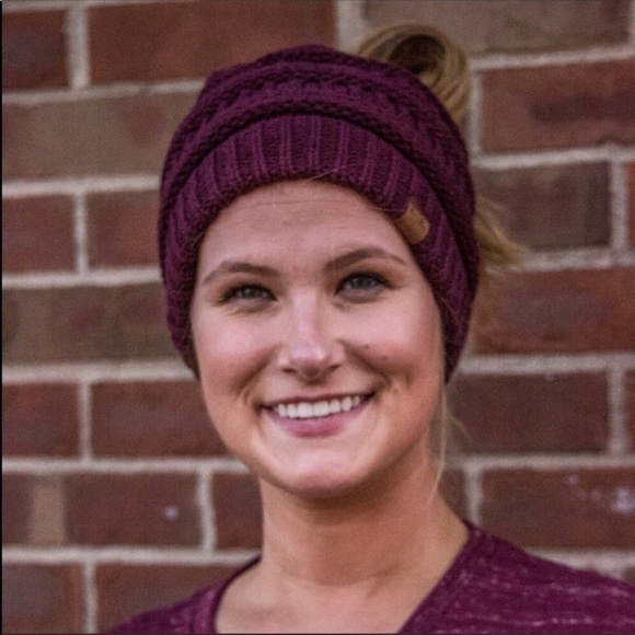 Burgundy Ponytail Beanie - Picture 5 of 8