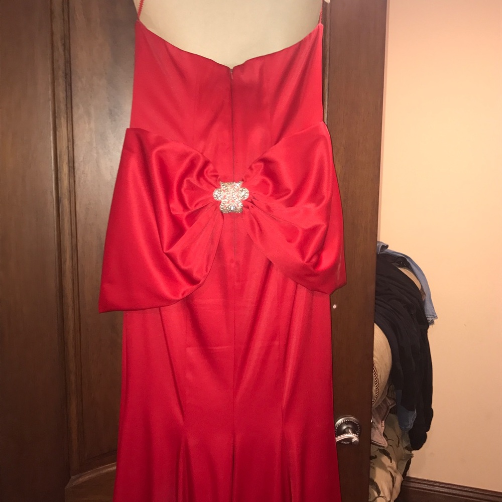 Red Bow PROM DRESS EVENING DRESS Custom