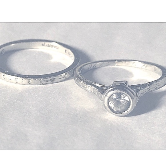 🔥PLATINUM VINTAGE ART DECO WEDDING BAND SET🔥 - Picture 5 of 8