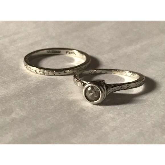 🔥PLATINUM VINTAGE ART DECO WEDDING BAND SET🔥 - Picture 8 of 8