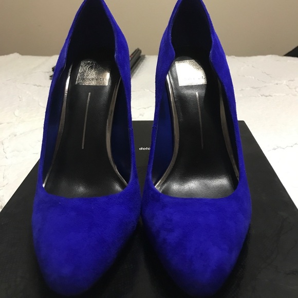 DOLCE VITA BLUE GEOMETRIC HEELED WEDGES SZ 7.5 - Picture 2 of 7