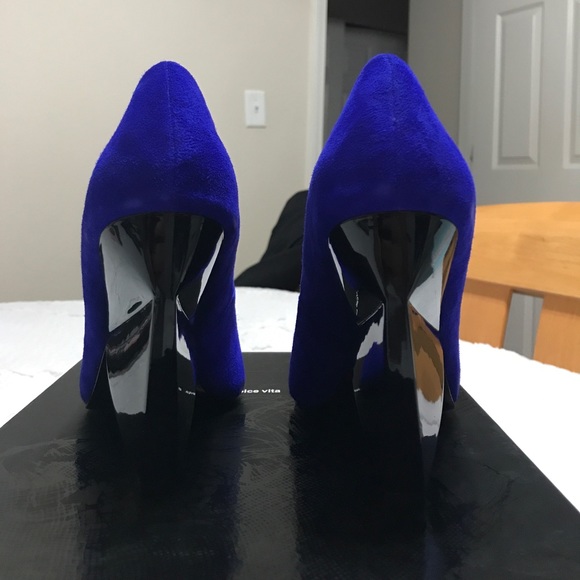 DOLCE VITA BLUE GEOMETRIC HEELED WEDGES SZ 7.5 - Picture 4 of 7