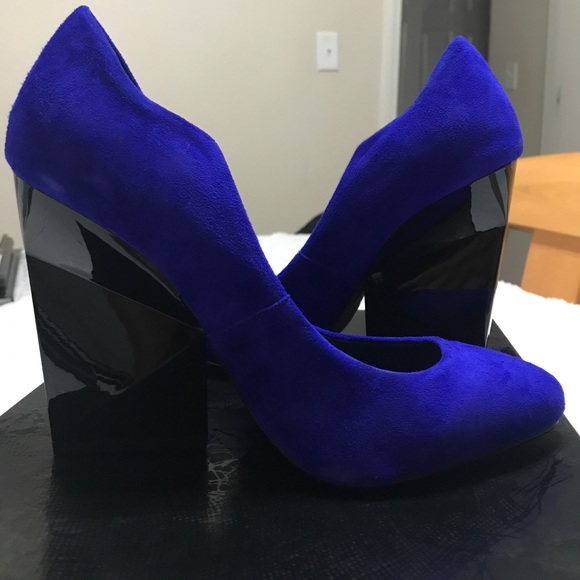 DOLCE VITA BLUE GEOMETRIC HEELED WEDGES SZ 7.5 - Picture 5 of 7