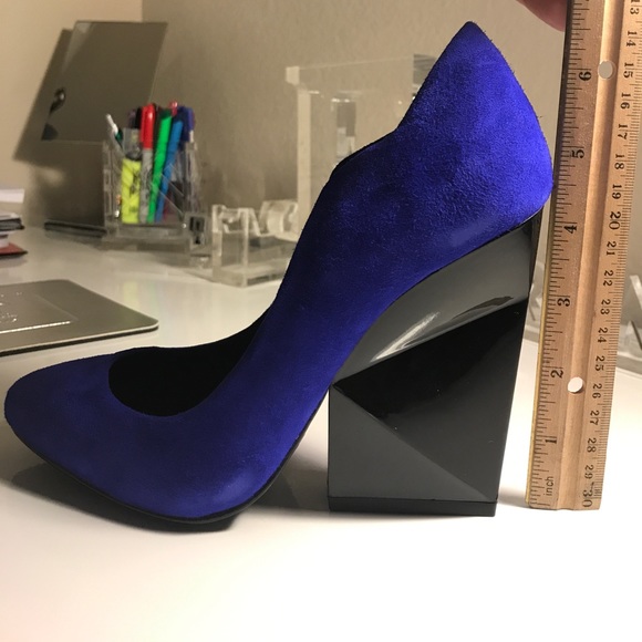 DOLCE VITA BLUE GEOMETRIC HEELED WEDGES SZ 7.5 - Picture 7 of 7