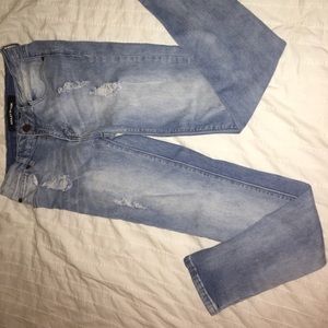 Light Wash Blue Denim Distressed Skinny Jeans