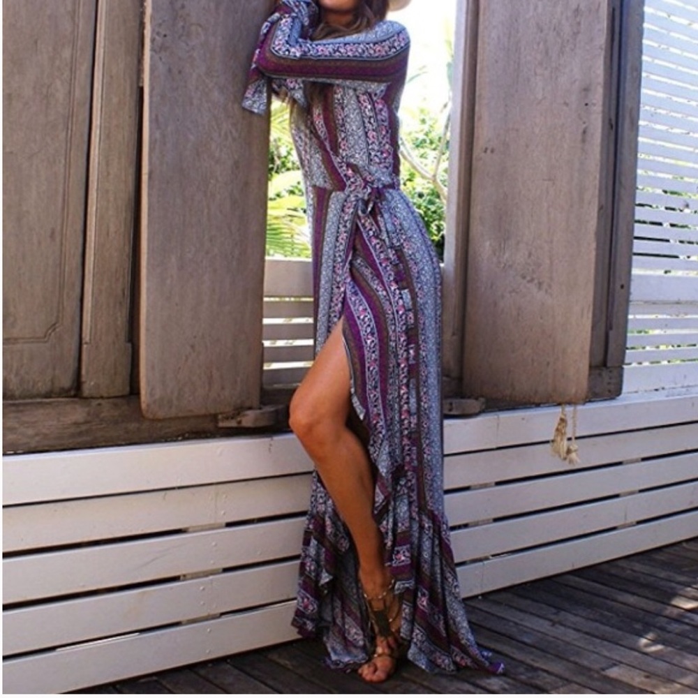 🎉HP🎉☮️NWT Boho Floral Long Sleeve Maxi Dress ☮️ - Picture 4 of 7