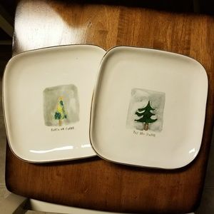 Rae Dunn gold trim Christmas plates