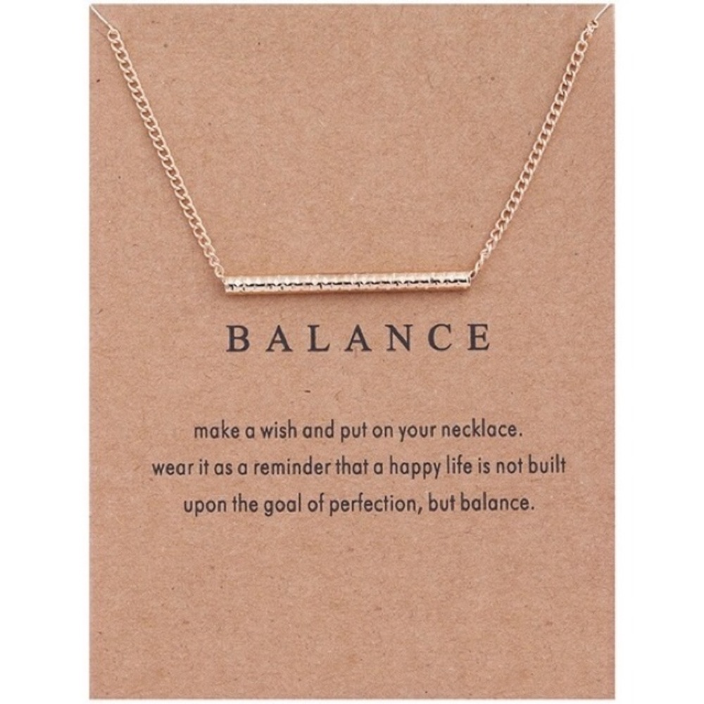 NEW Balance Bar Gold Necklace Gift on Card ✨💕 - Picture 3 of 3