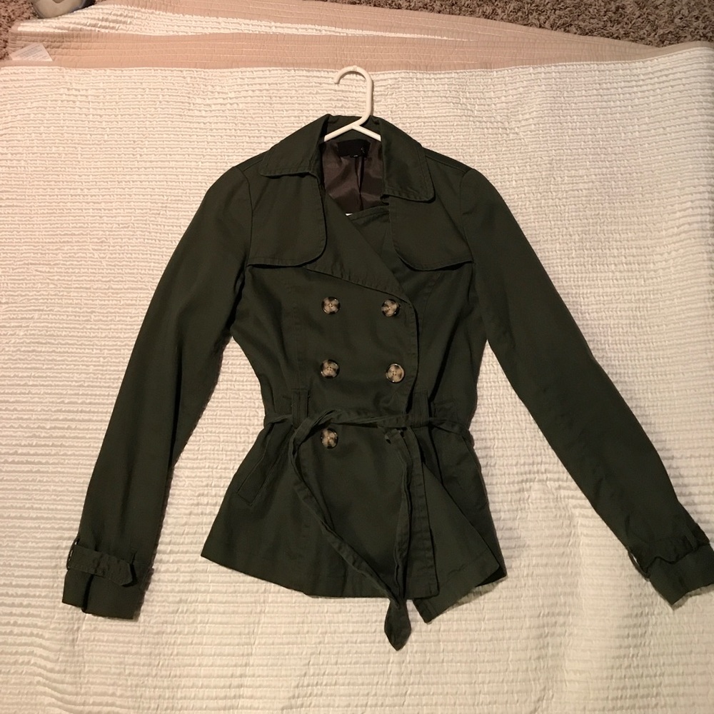 Forever 21 military green pea coat jacket