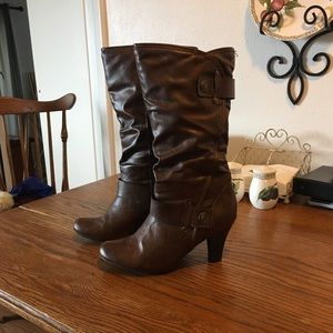 Ana Brown zip boots, size 7