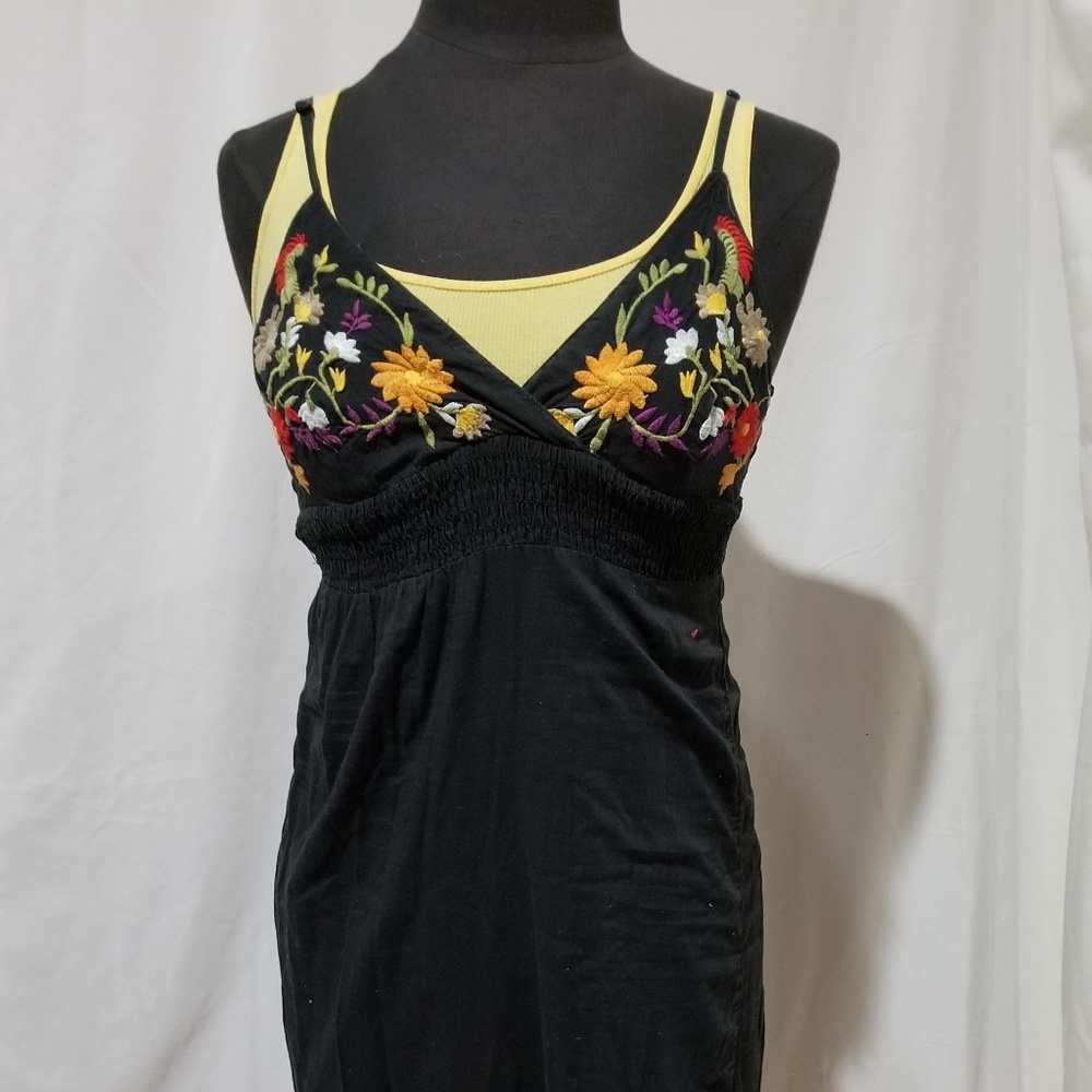 Revamped Black Floral Lace Up Dress