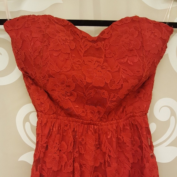 Vixen Red Lace Bustier Bow Maxi Dress - Picture 3 of 4