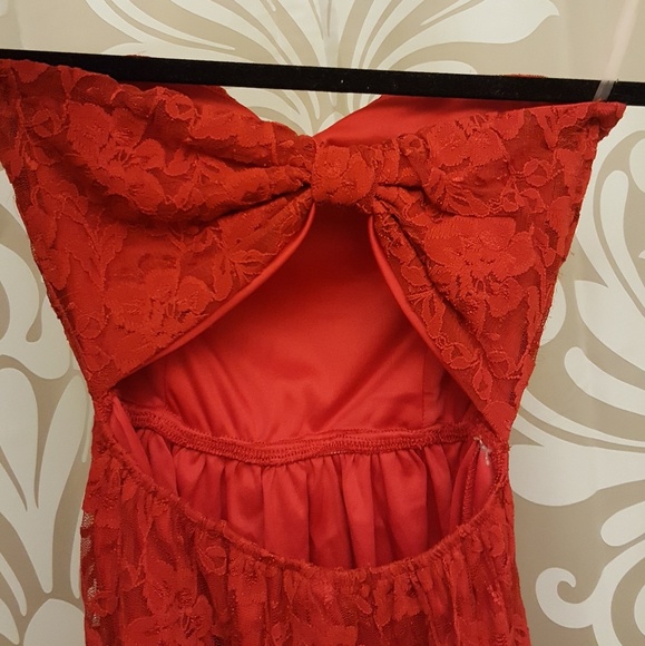 Vixen Red Lace Bustier Bow Maxi Dress - Picture 4 of 4