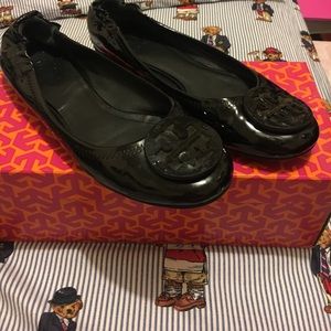 Tory Burch Black patent leather ballerina flats