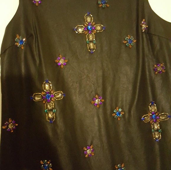 NEW // Aurora Crystal Cross Leather Dress - Picture 4 of 4