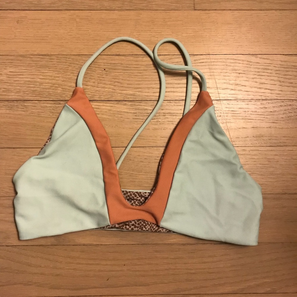 Peahi Acacia Swimwear Mint and Nude bikini top.