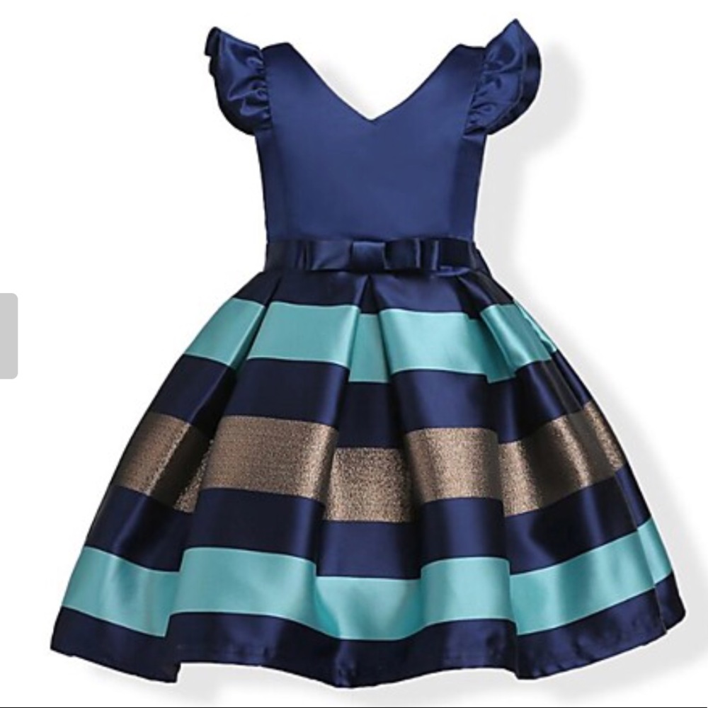 Festive Blue, Gold & Turquoise Girl’s Dress Size 5
