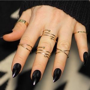 Stackable Gold Rings crisscross & gold balls 6 pcs