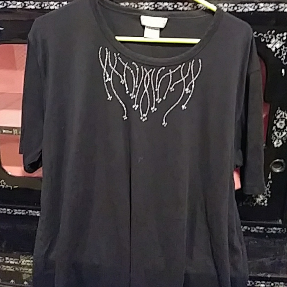 Black shirt with siver design
