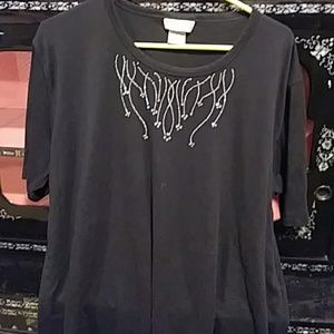 Black shirt with siver design